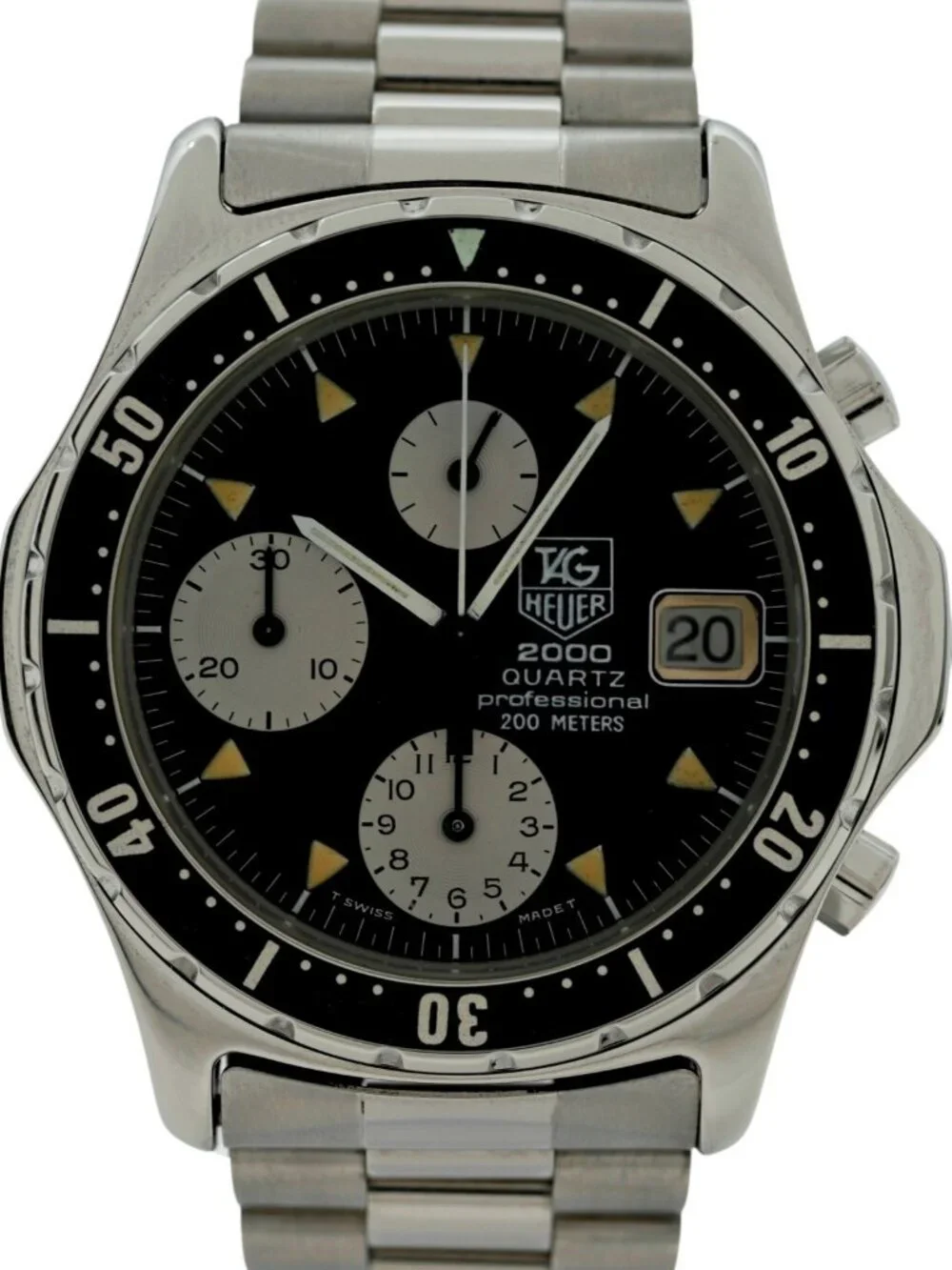 Tag Heuer 37mm Men's 2000 Series Chronograph Black Dial Watch! Ref: 273.206!